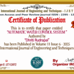 AUTOMATIC WATER CONTROL SYSTEM | IJET – Volume 11 Issue 6 | IJET-V11I6P22