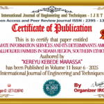 CLIMATE INFORMATION SERVICES AND ITS DETERMINANTS AMONG SMALLHOLDER FARMERS IN SIDAMA REGION, SOUTHERN ETHIOPIA | IJET – Volume 11 Issue 6 | IJET-V11I6P40