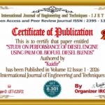 STUDY ON PERFORMANCE OF DIESEL ENGINE USING PALM OIL BIOFUEL DIESEL BLENDS | IJET – Volume 12 Issue 1 | IJET-V12I1P31