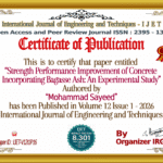 Strength Performance Improvement of Concrete Incorporating Bagasse Ash: An Experimental Study | IJET – Volume 12 Issue 1 | IJET-V12I1P16