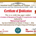 The Evolution of Management Thought: A Comprehensive Analysis | IJET – Volume 12 Issue 1 | IJET-V12I1P19