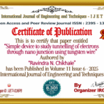 Simple device to study tunnelling of electrons through nano junction using tungsten wire | IJET – Volume 11 Issue 6 | IJET-V11I6P8